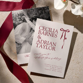 CECILIA Burgundy Wedding Invitation with Bow 招待状