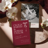 CECILIA Burgundy Wedding Invitation with Bow 招待状