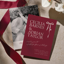 CECILIA Burgundy Wedding Invitation with Bow 招待状