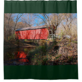 Cedar Creekの屋根付橋、ミズーリ シャワーカーテン