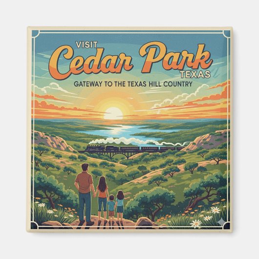 Cedar Park, Texas Vintage Travel Poster マグネット (正面)