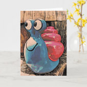 Cedric Snail Greeting Card (垂直空白の) カード (黄色い花)