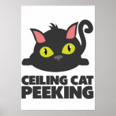Ceiling Cat Peeking Funny Internet Meme Art ポスター (正面)