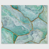 Celadon Green, Jade, Mint Kintsugi Geode ラッピングペーパー (フラット)
