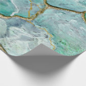 Celadon Green, Jade, Mint Kintsugi Geode ラッピングペーパー (角)