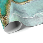 Celadon Green, Jade, Mint Kintsugi Geode ラッピングペーパー (ロールコーナー)