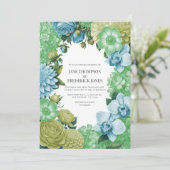 Celadon Mist, Soft Fern & Porcelain Blue Wedding 招待状 (スタンド正面)