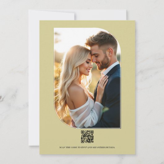 Celadon Mist, Soft Fern & Porcelain Blue Wedding 招待状 (裏面)