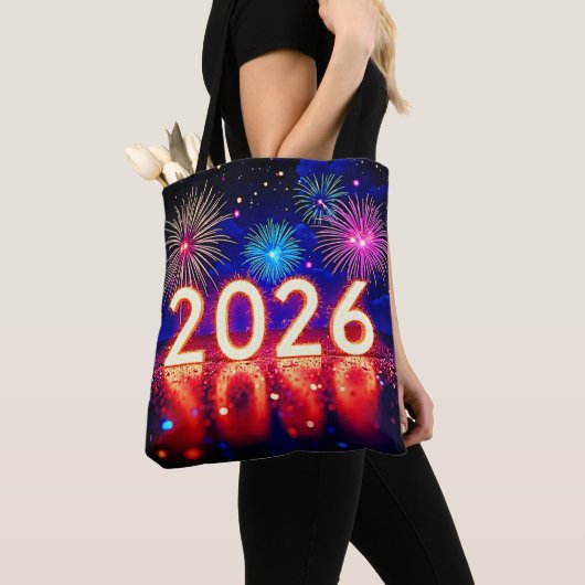 Celebrate 2026: Bright Future Spark Design  トートバッグ (クローズアップ)