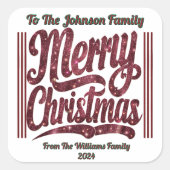 Celebrate a Sparkling Merry Christmas With Joy スクエアシール (正面)