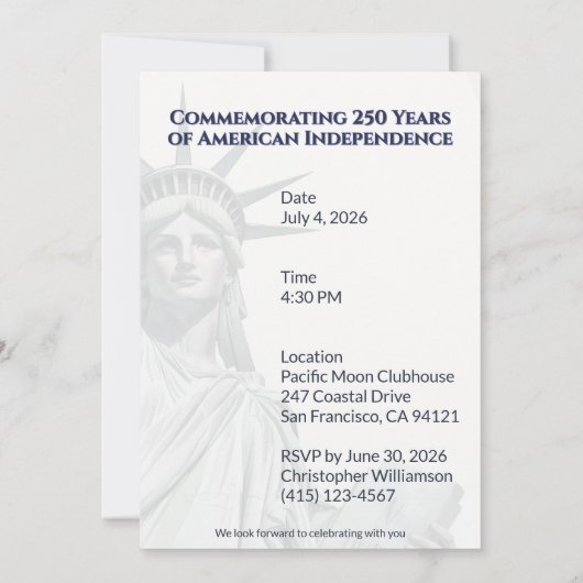 Celebrate America at 250 Patriotic Invitation (裏面)