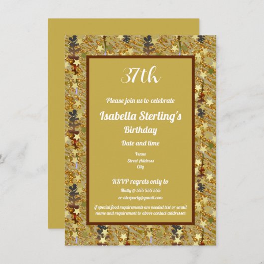 Celebrate Any Age Birthday Glitzy Stencil Art 招待状 (正面/裏面)