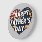 Celebrate Aussie Dads | British-Australian Father' ラージ壁時計 (傾斜)