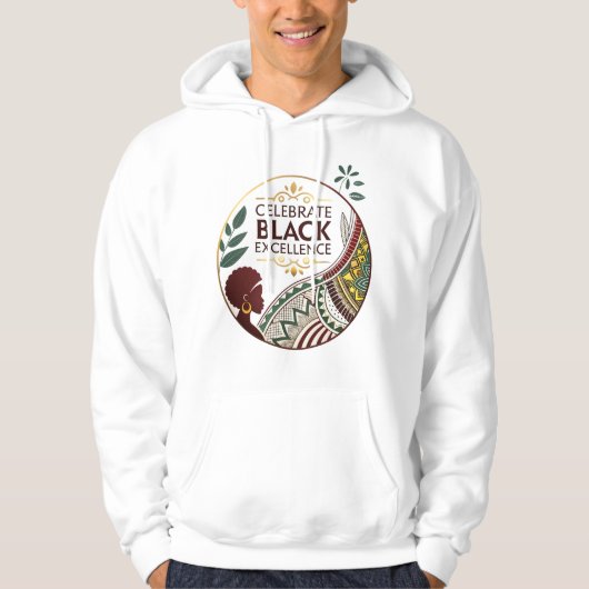 Celebrate Black Excellence – hoodie Gold & Black  パーカ (正面)