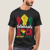 Celebrate Black History Month Melanin Pride Afro W Tシャツ (正面)