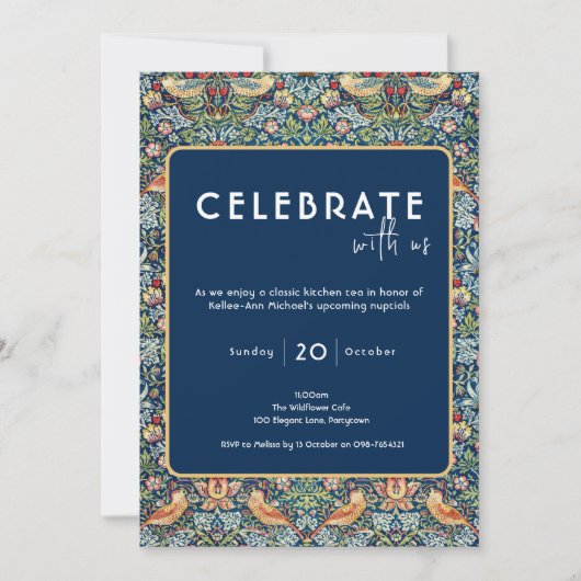 Celebrate Bridal Kitchen Tea William Morris 招待状 (正面)