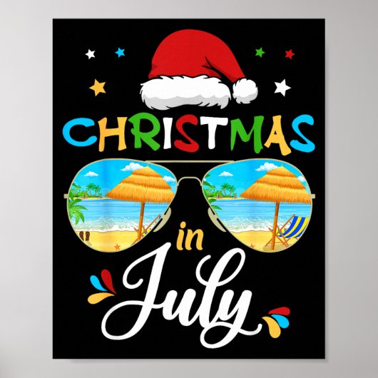 Celebrate Christmas In July Funny Beach Summer Chr ポスター (正面)