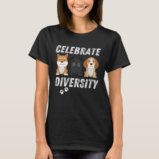 Celebrate Diversity Dogs Men & Women Tシャツ (正面)