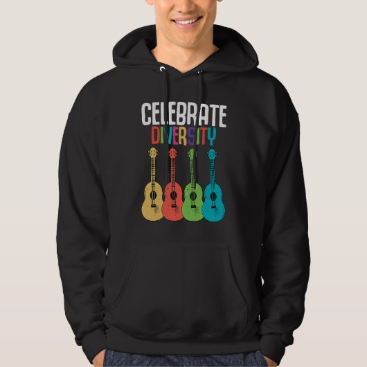 Celebrate Diversity  Ukulele Player Music  Graphic パーカ (正面)
