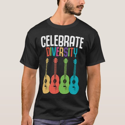 Celebrate Diversity  Ukulele Player Music  Graphic Tシャツ (正面)