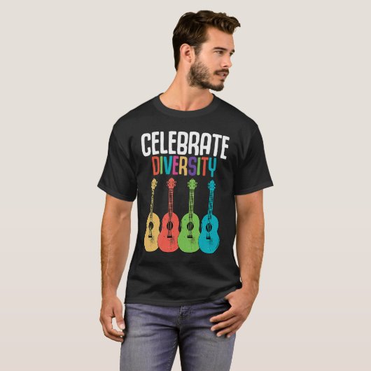 Celebrate Diversity  Ukulele Player Music  Graphic Tシャツ (正面フル)