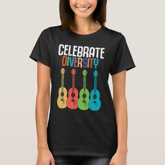 Celebrate Diversity  Ukulele Player Music  Graphic Tシャツ (正面)