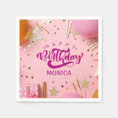 Celebrate! Girl Happy Birthday Party スタンダードカクテルナプキン (正面)