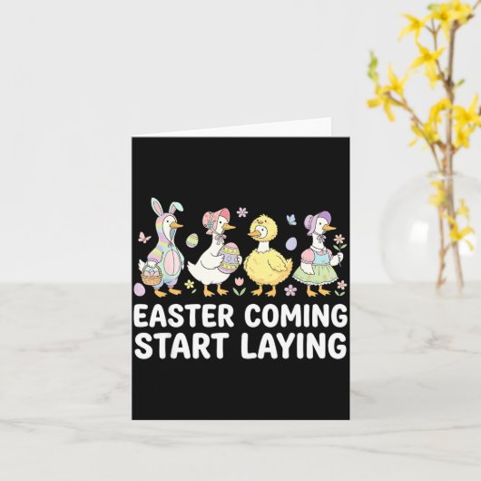 Celebrate Girls Easter Geese And Silly Easter Cost カード (黄色い花)