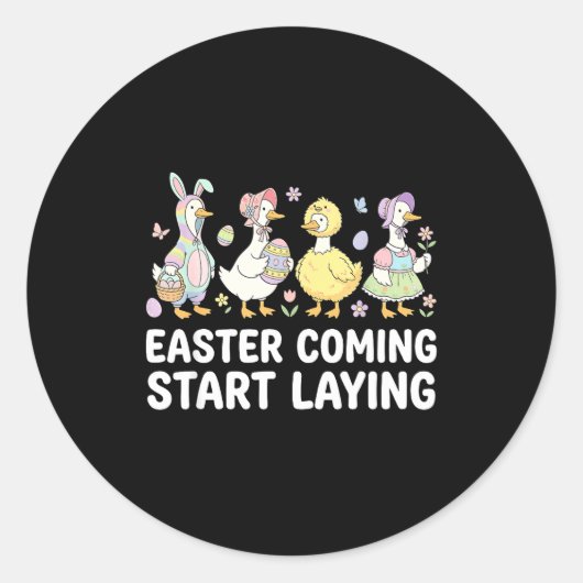 Celebrate Girls Easter Geese And Silly Easter Cost ラウンドシール (正面)