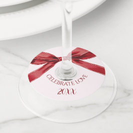 Celebrate Love Elegant Bow Valentines Day Party ワイングラスタグ
