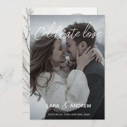 Celebrate Love Personalized Simple Modern wedding 招待状 (正面/裏面)