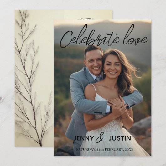Celebrate Love Personalized Simple Modern wedding 招待状 (正面/裏面)