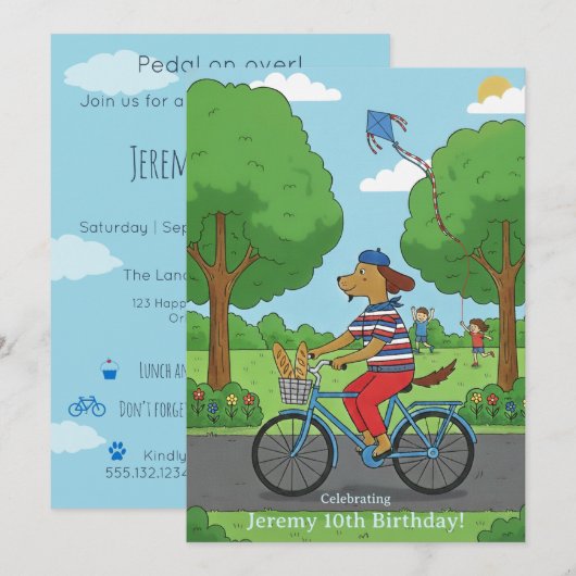 Celebrate Milestone 10th Birthday | Pedal On Over! 招待状 (正面/裏面)