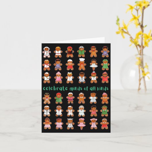 Celebrate Minds Of All Kinds Gingerbread Autism Aw カード (黄色い花)