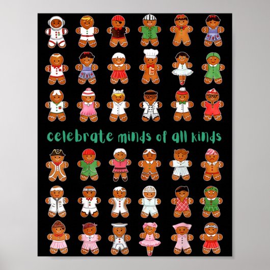 Celebrate Minds Of All Kinds Gingerbread Autism Aw ポスター (正面)