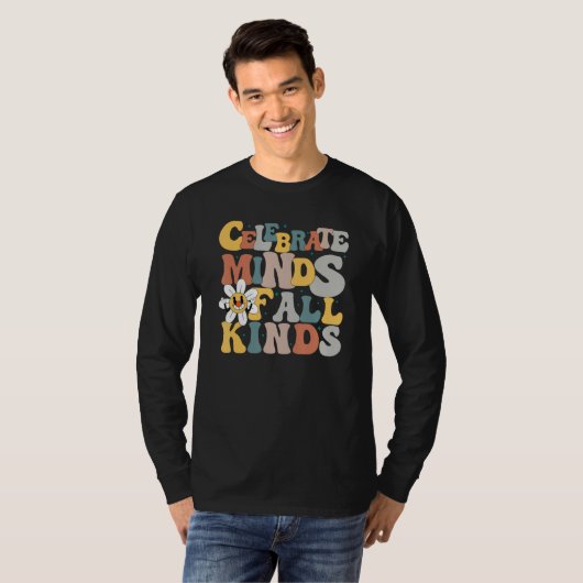 Celebrate Minds of All Kinds Neurodiversity Autism Tシャツ (正面フル)