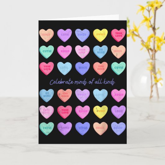 Celebrate Minds Of All Kinds Valentines Neurodiver カード (黄色い花)