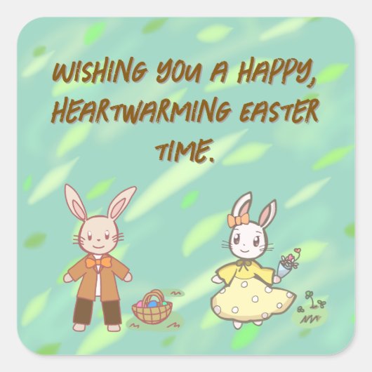 Celebrate Spring with Our Adorable Easter Bunnyシール スクエアシール (正面)