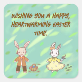 Celebrate Spring with Our Adorable Easter Bunnyシール スクエアシール