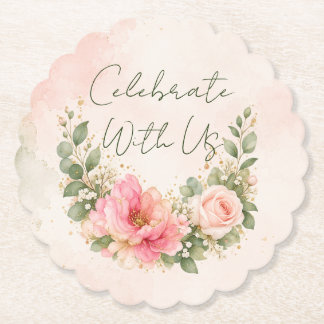 Celebrate With Us ブルッシュピンク フラワー コースター