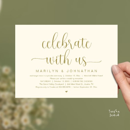 Celebrate With Us Elegant Wedding Reception Dinner 招待状