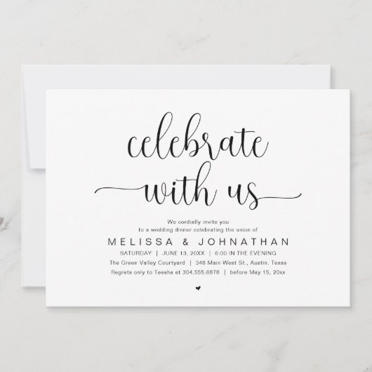 Celebrate With Us Modern Minimalist Wedding Dinner 招待状 (正面)