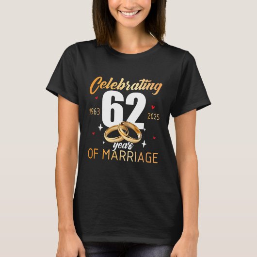 Celebrating 1963 62th 62 Years of Marriage Wedding Tシャツ (正面)