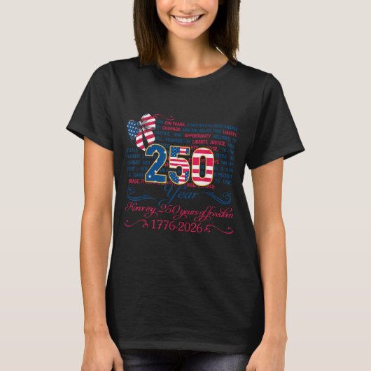 Celebrating 250 America Years of Freedom USA Tシャツ (正面)