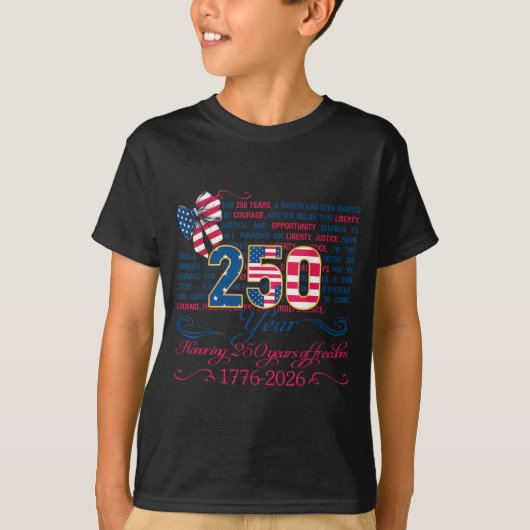 Celebrating 250 America Years of Freedom USA Tシャツ (正面)