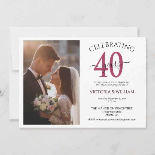Celebrating 40 Years Photo Ruby Anniversary Party 招待状 (正面)
