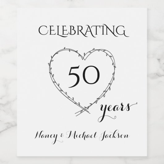 Celebrating 50 Years Anniversary with Wreath ワインラベル (シングルラベル)