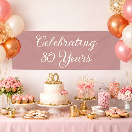 Celebrating 80 Years Dusty Rose Elegant Script  横断幕