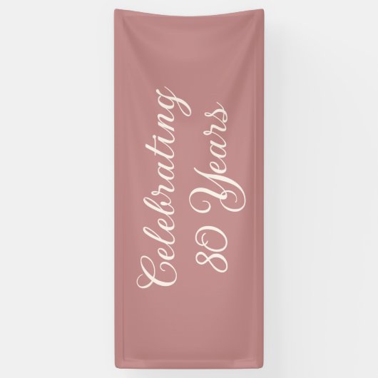 Celebrating 80 Years Dusty Rose Elegant Script  横断幕 (縦)