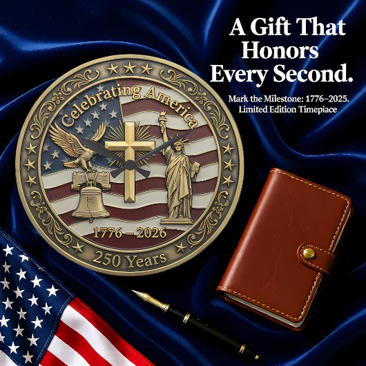 Celebrating America 250 Years Patriotic ラージ壁時計